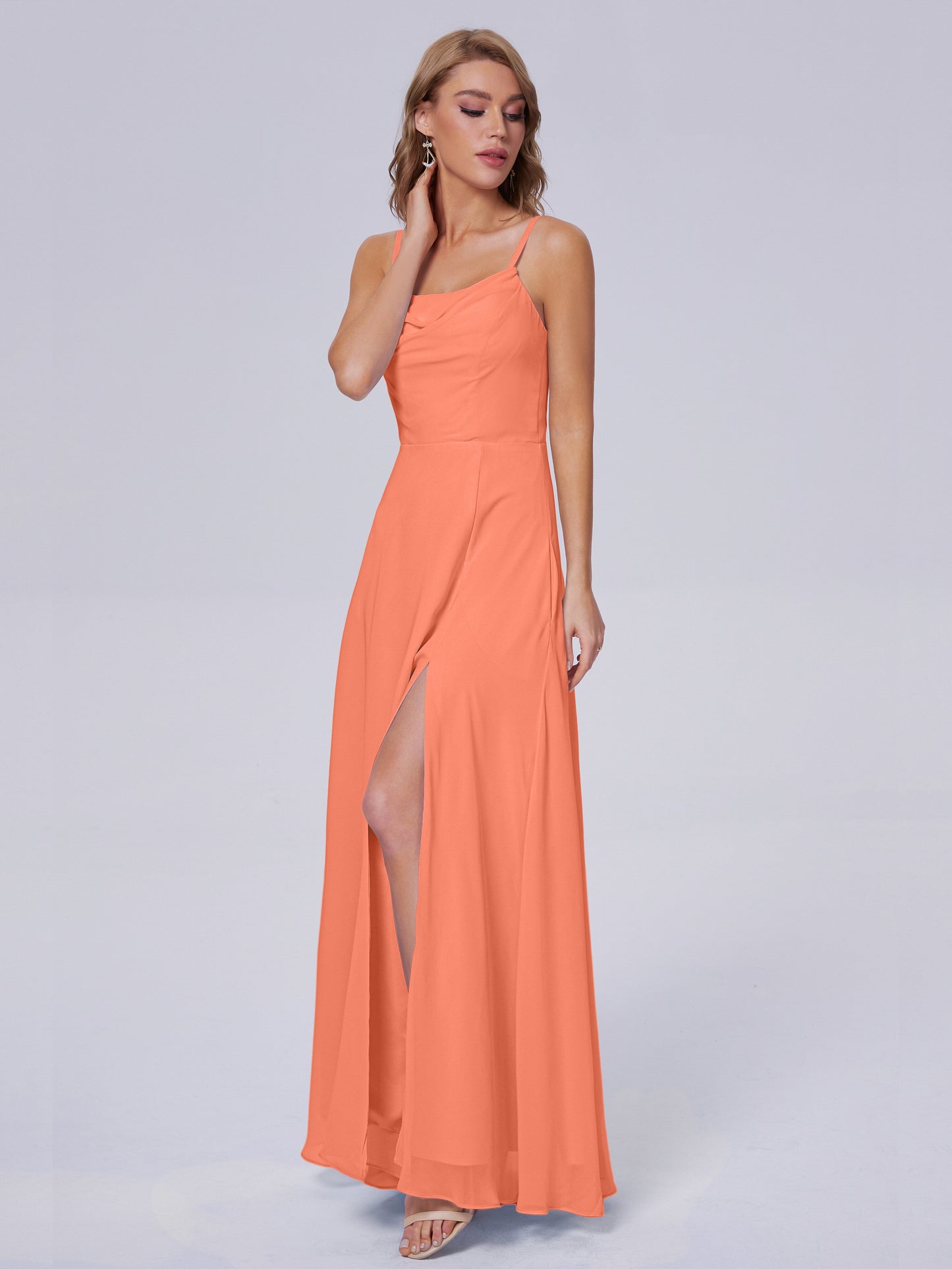 Reese Modest Split Chiffon Long Bridesmaid Dresses