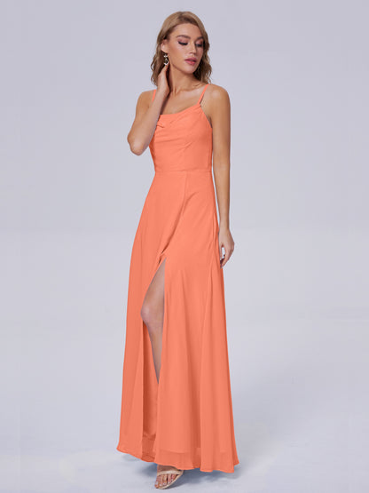 Reese Modest Split Chiffon Long Bridesmaid Dresses