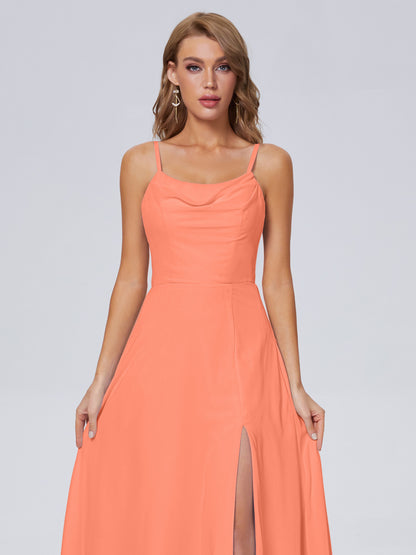 Reese Modest Split Chiffon Long Bridesmaid Dresses
