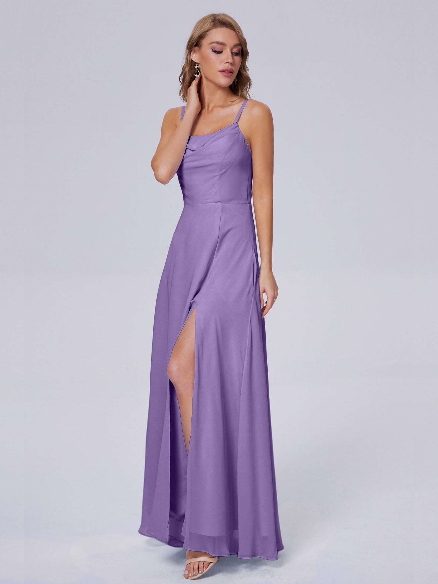 Reese Modest Split Chiffon Long Bridesmaid Dresses