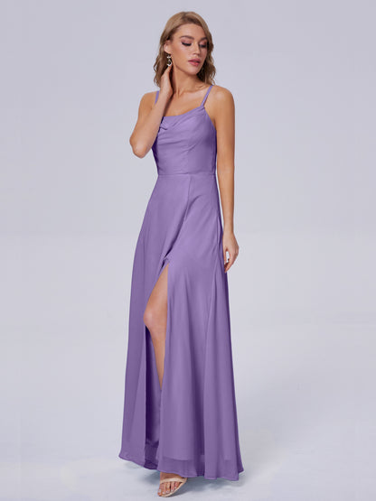 Reese Modest Split Chiffon Long Bridesmaid Dresses