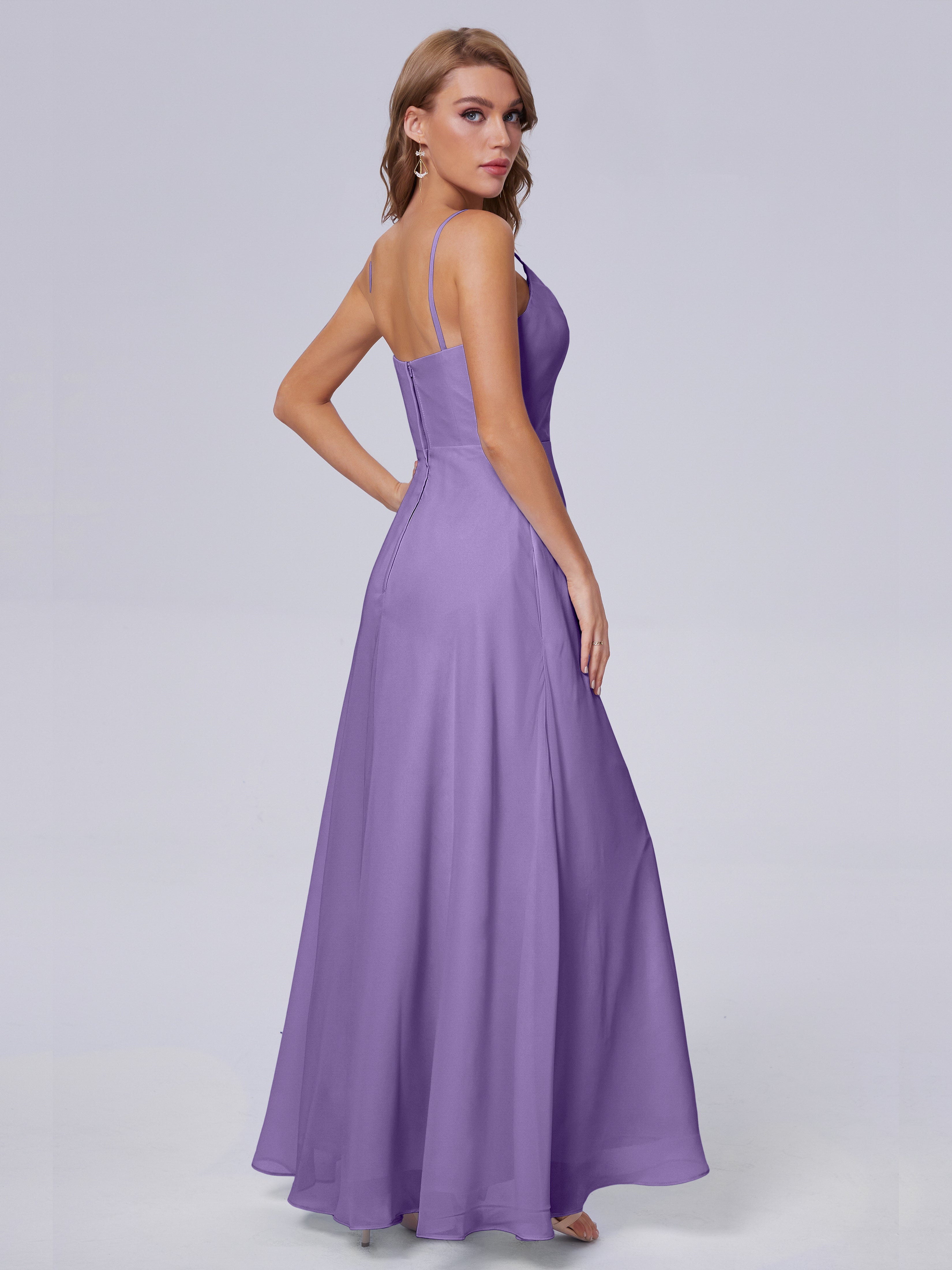 Reese Modest Split Chiffon Long Bridesmaid Dresses