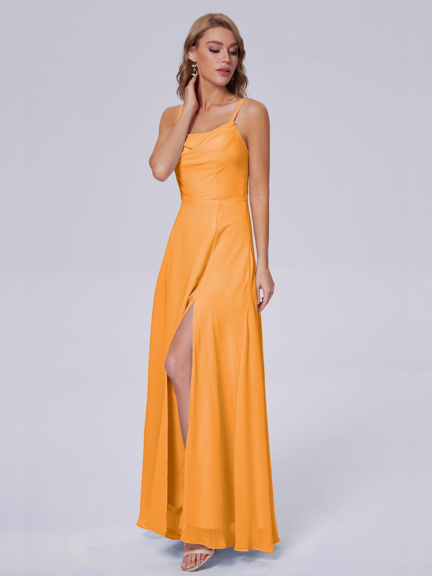 Reese Modest Split Chiffon Long Bridesmaid Dresses