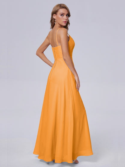 Reese Modest Split Chiffon Long Bridesmaid Dresses