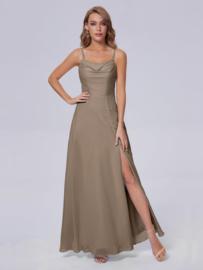 Reese Modest Split Chiffon Long Bridesmaid Dresses