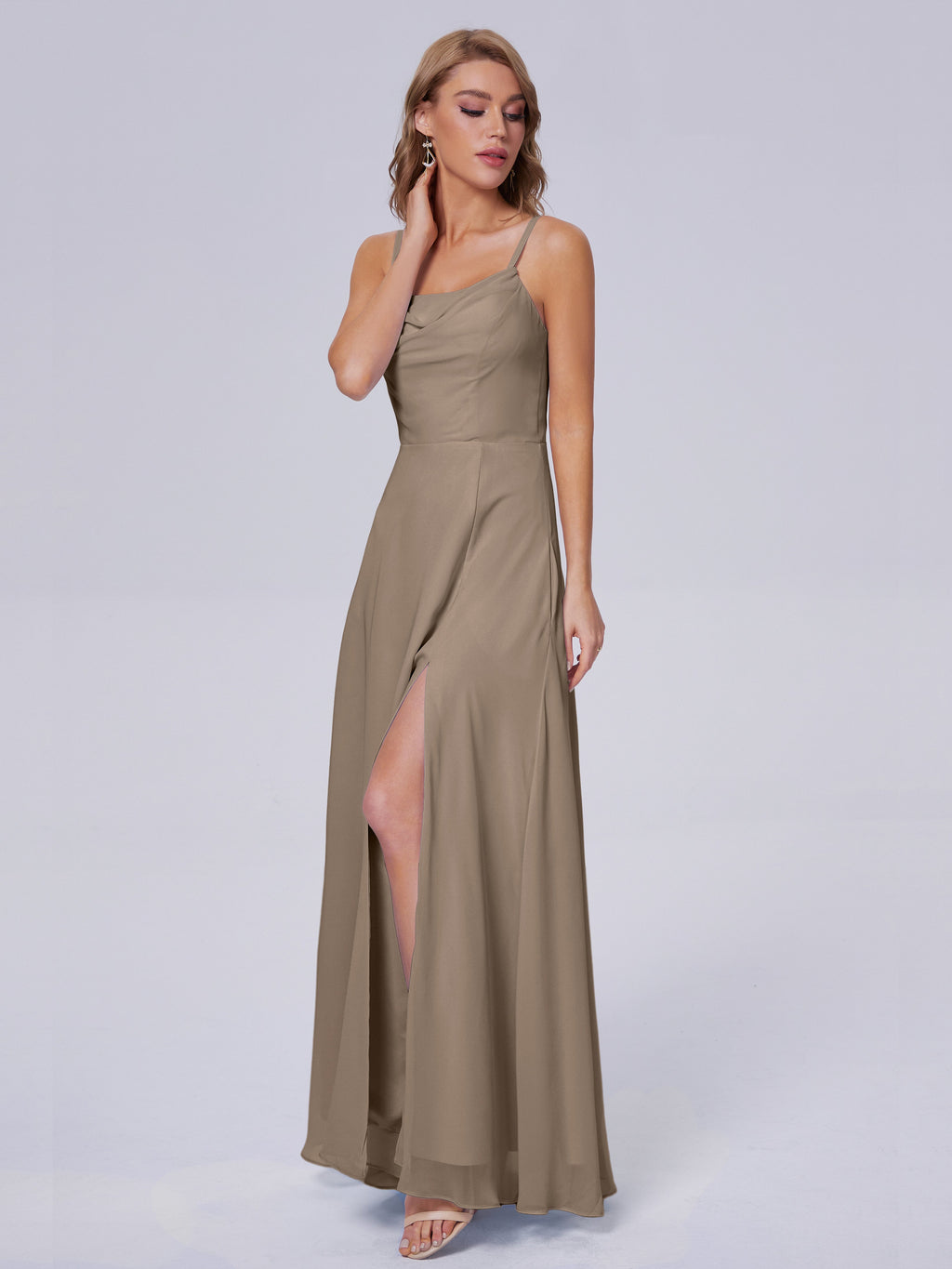 Reese Modest Split Chiffon Long Bridesmaid Dresses