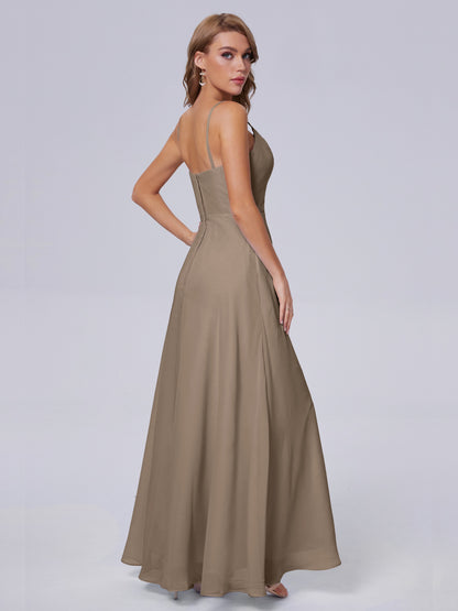 Reese Modest Split Chiffon Long Bridesmaid Dresses