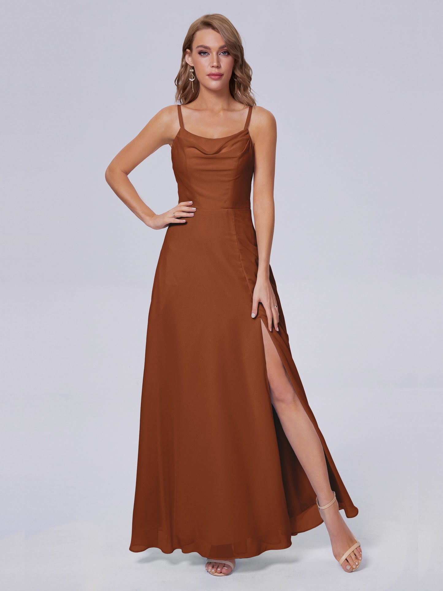 Reese Modest Split Chiffon Long Bridesmaid Dresses