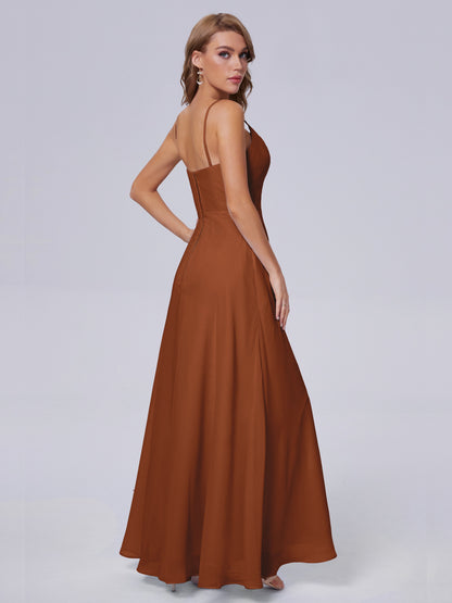 Reese Modest Split Chiffon Long Bridesmaid Dresses