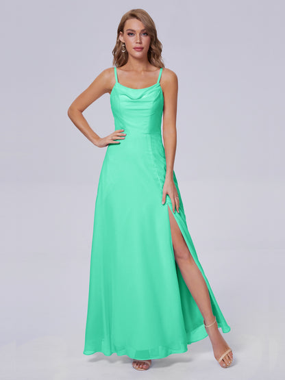 Reese Modest Split Chiffon Long Bridesmaid Dresses