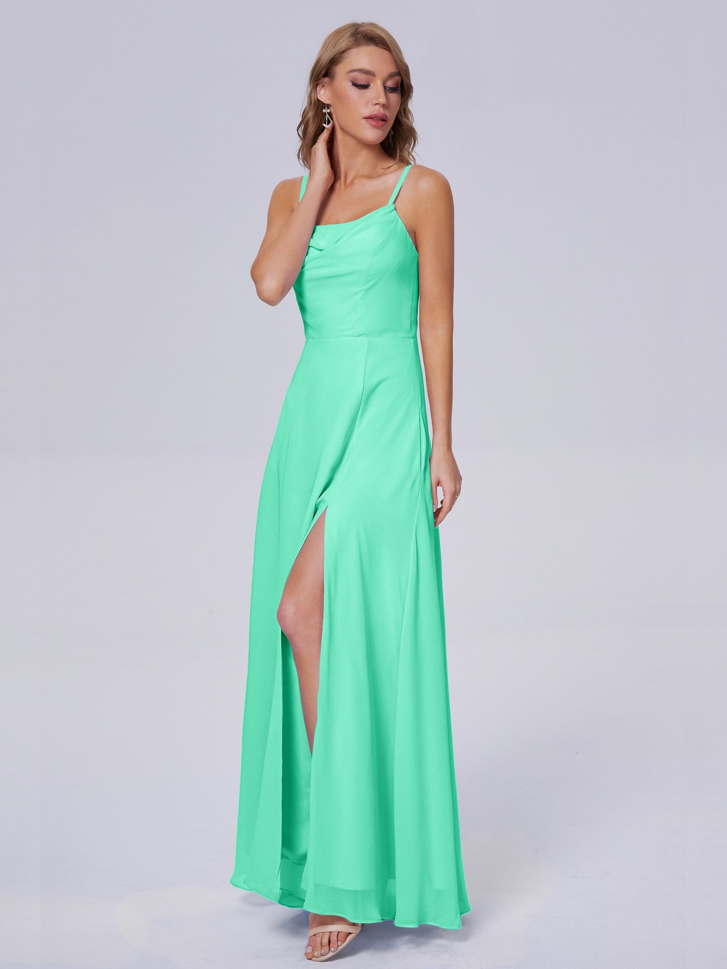 Reese Modest Split Chiffon Long Bridesmaid Dresses