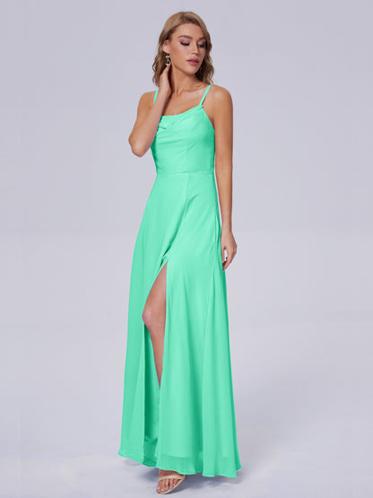 Reese Modest Split Chiffon Long Bridesmaid Dresses
