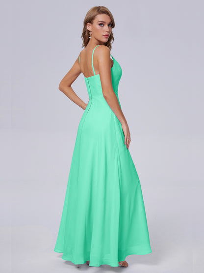 Reese Modest Split Chiffon Long Bridesmaid Dresses