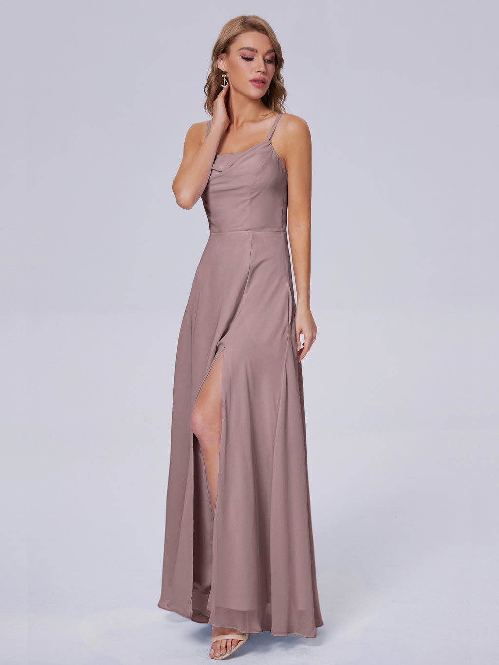 Reese Modest Split Chiffon Long Bridesmaid Dresses