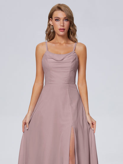 Reese Modest Split Chiffon Long Bridesmaid Dresses