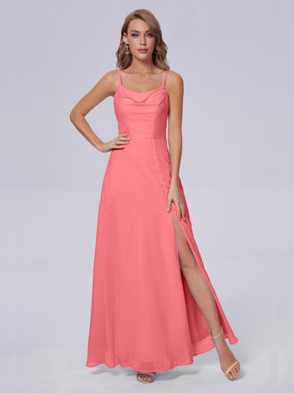 Reese Modest Split Chiffon Long Bridesmaid Dresses