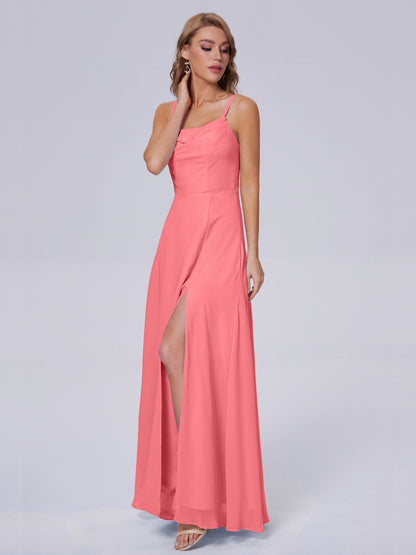 Reese Modest Split Chiffon Long Bridesmaid Dresses