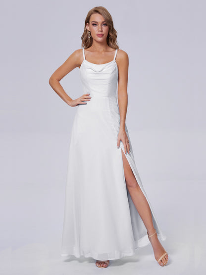 Reese Modest Split Chiffon Long Bridesmaid Dresses