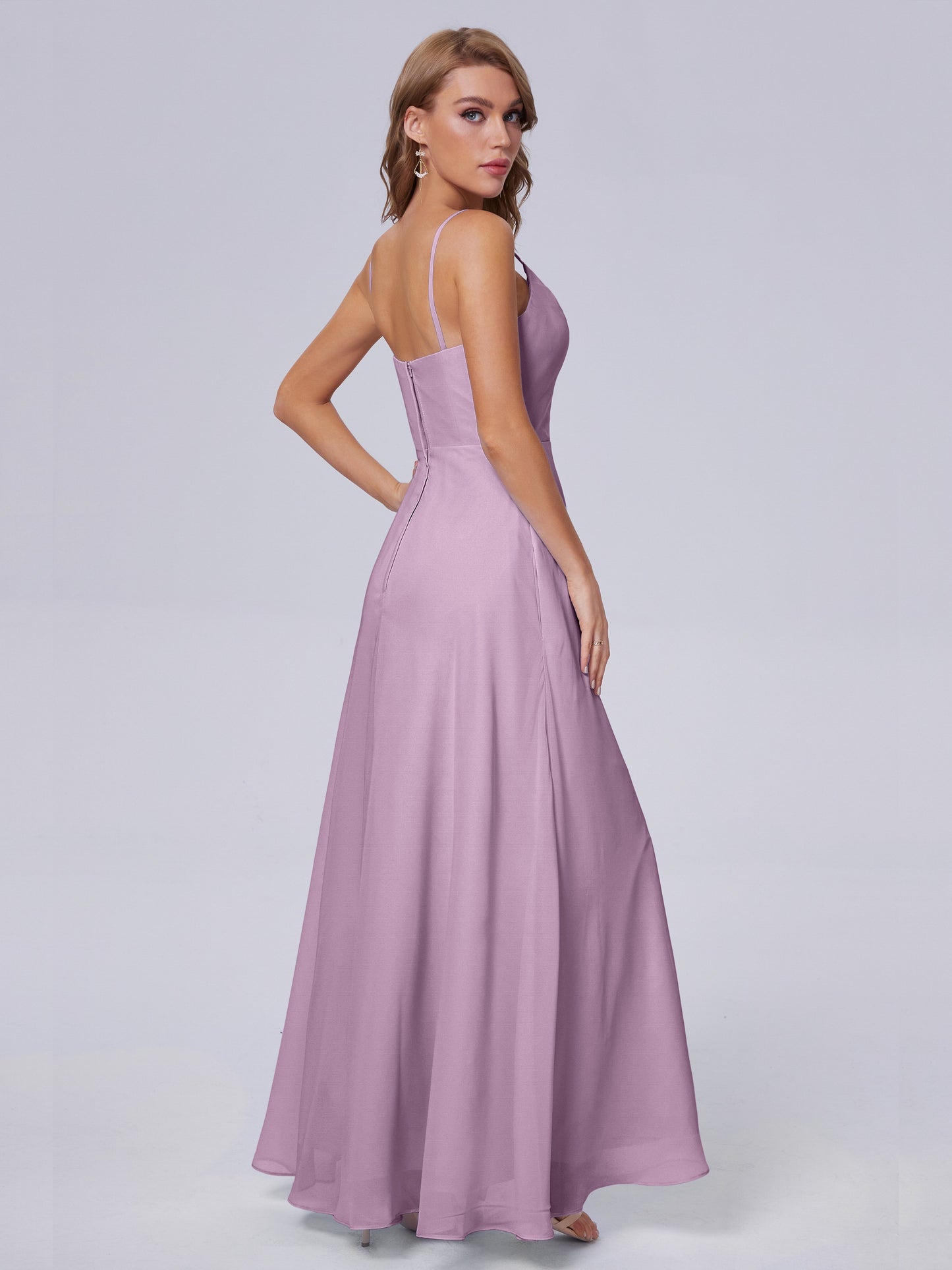 Reese Modest Split Chiffon Long Bridesmaid Dresses