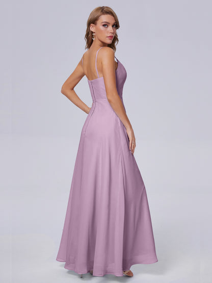 Reese Modest Split Chiffon Long Bridesmaid Dresses
