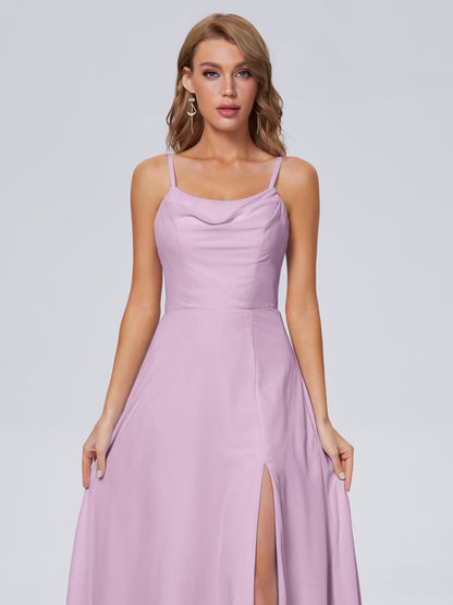 Reese Modest Split Chiffon Long Bridesmaid Dresses