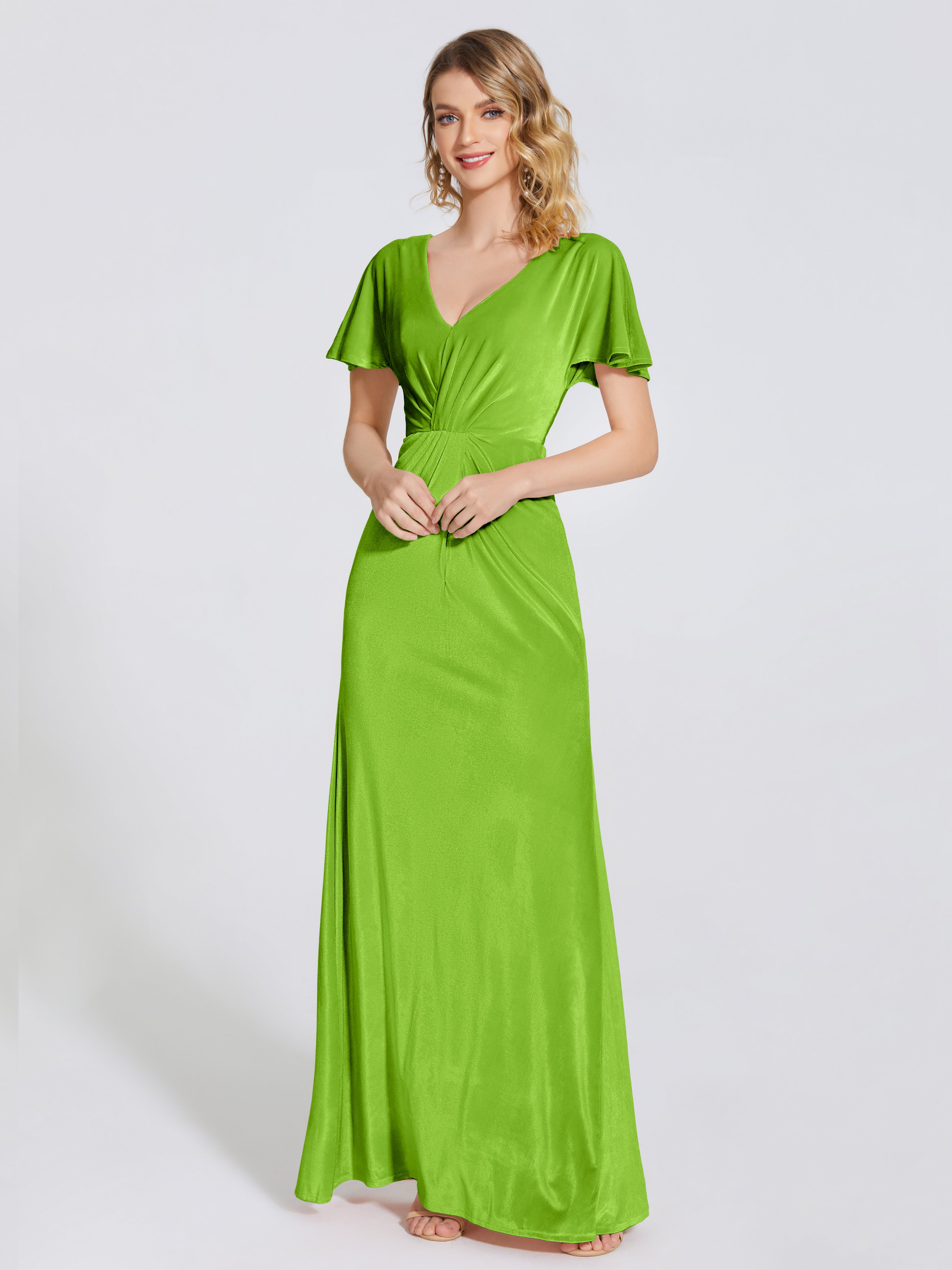 Summer Sheath Velvet Bridesmaid Dress With Short Sleeves
