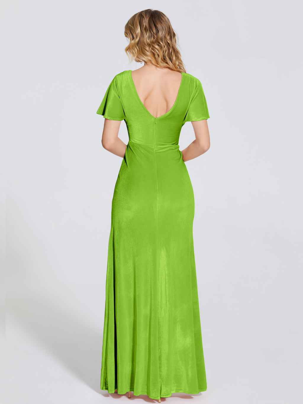 Summer Sheath Velvet Bridesmaid Dress With Short Sleeves