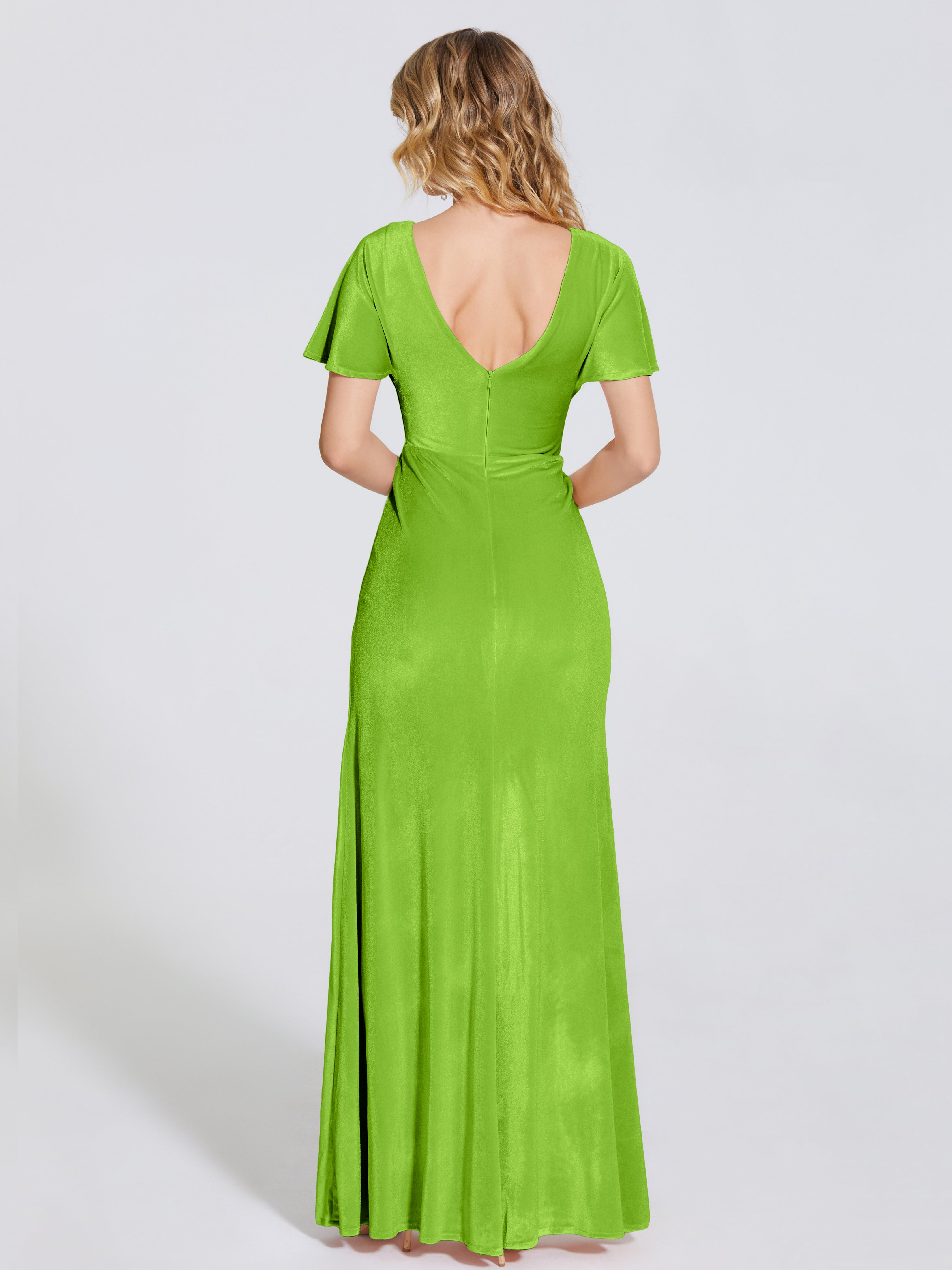 Summer Sheath Velvet Bridesmaid Dress With Short Sleeves