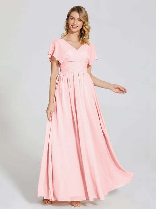 Malia Sleeves Bridesmaid Dress With Empire Waist