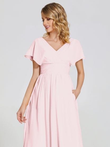 Malia Sleeves Bridesmaid Dress With Empire Waist