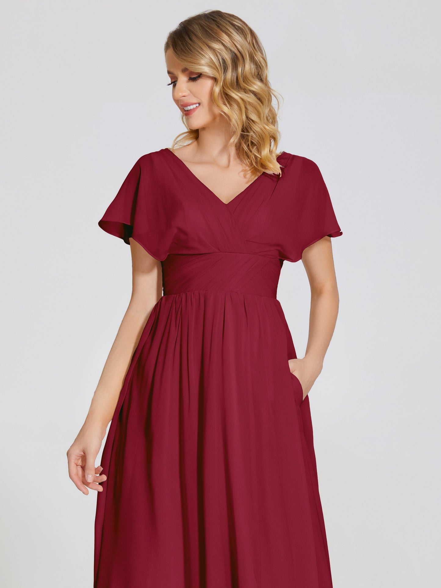 Malia Sleeves Bridesmaid Dress With Empire Waist