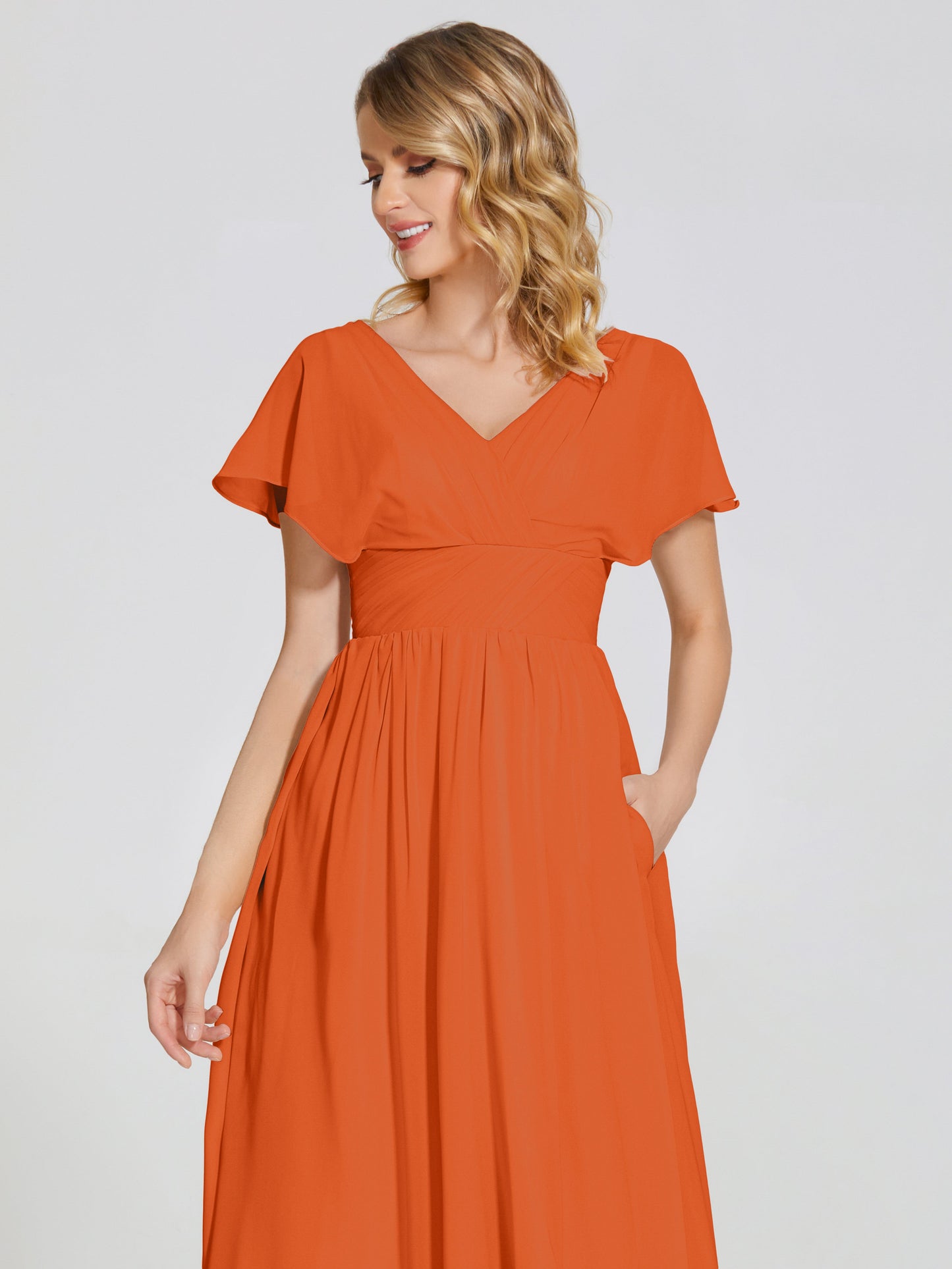 Malia Sleeves Bridesmaid Dress With Empire Waist