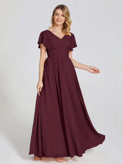 Malia Sleeves Bridesmaid Dress With Empire Waist