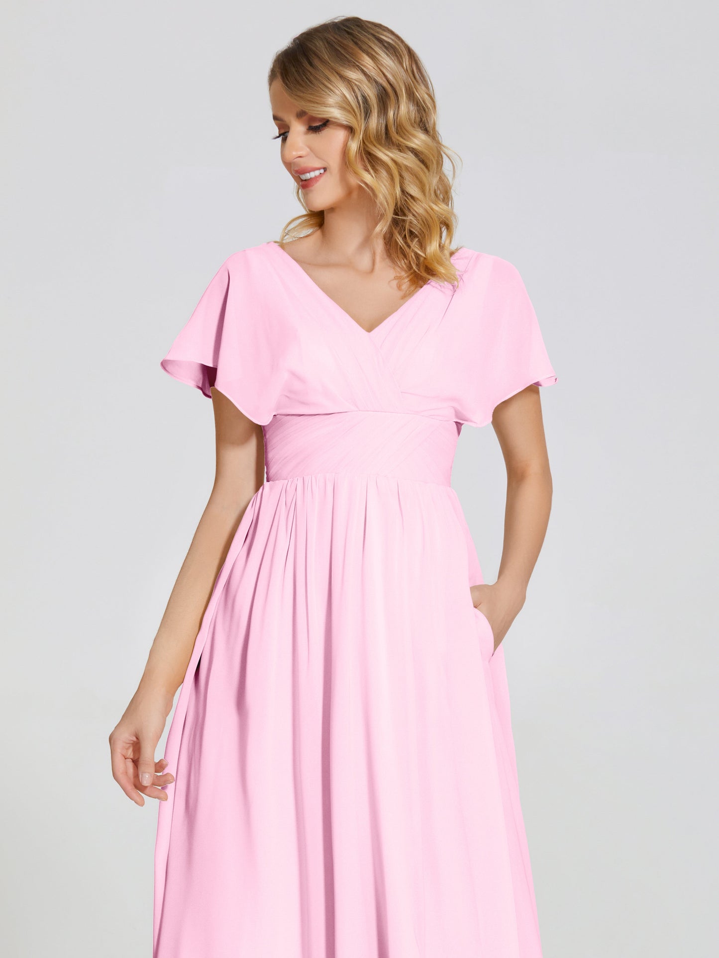 Malia Sleeves Bridesmaid Dress With Empire Waist