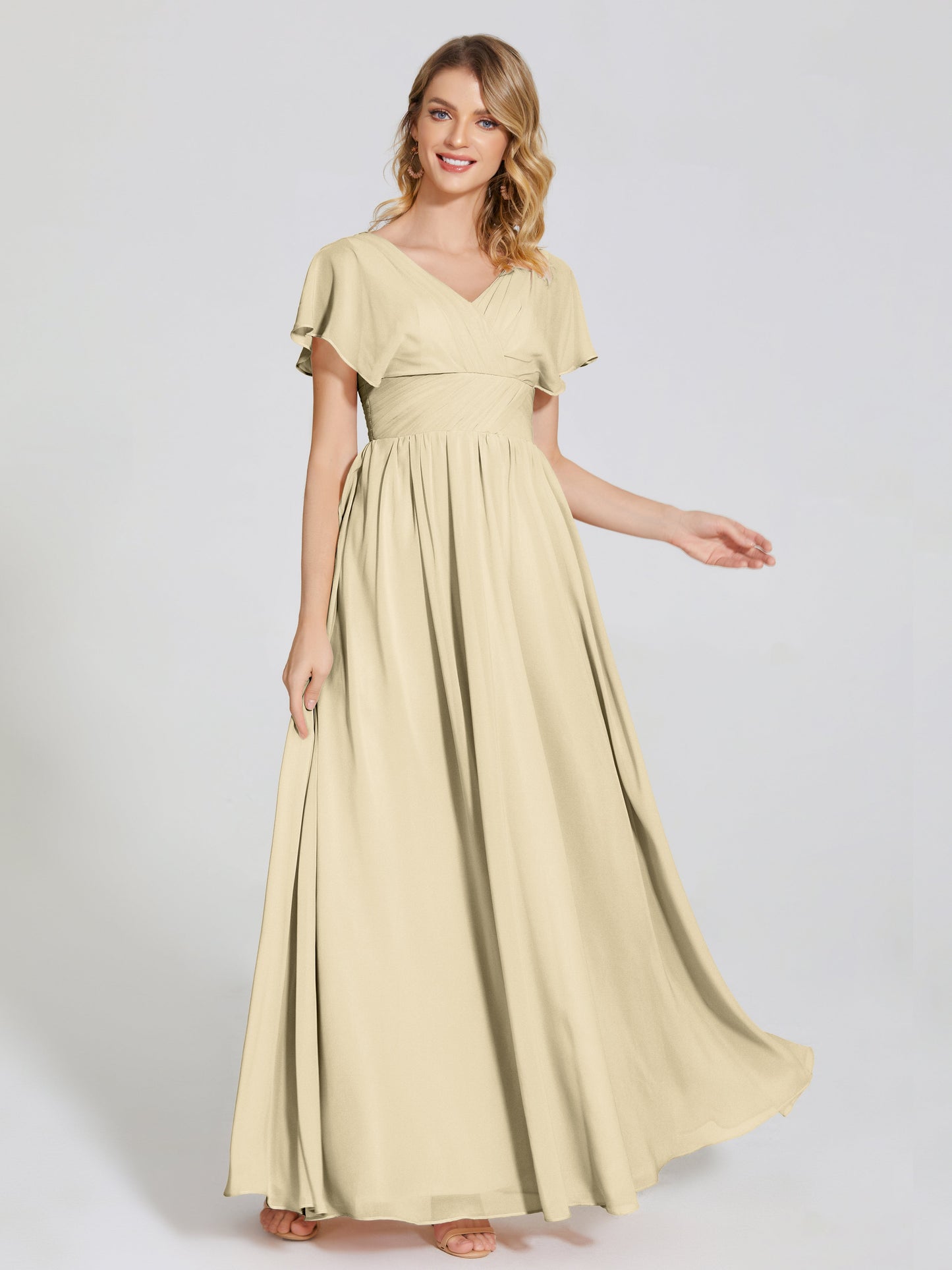 Malia Sleeves Bridesmaid Dress With Empire Waist