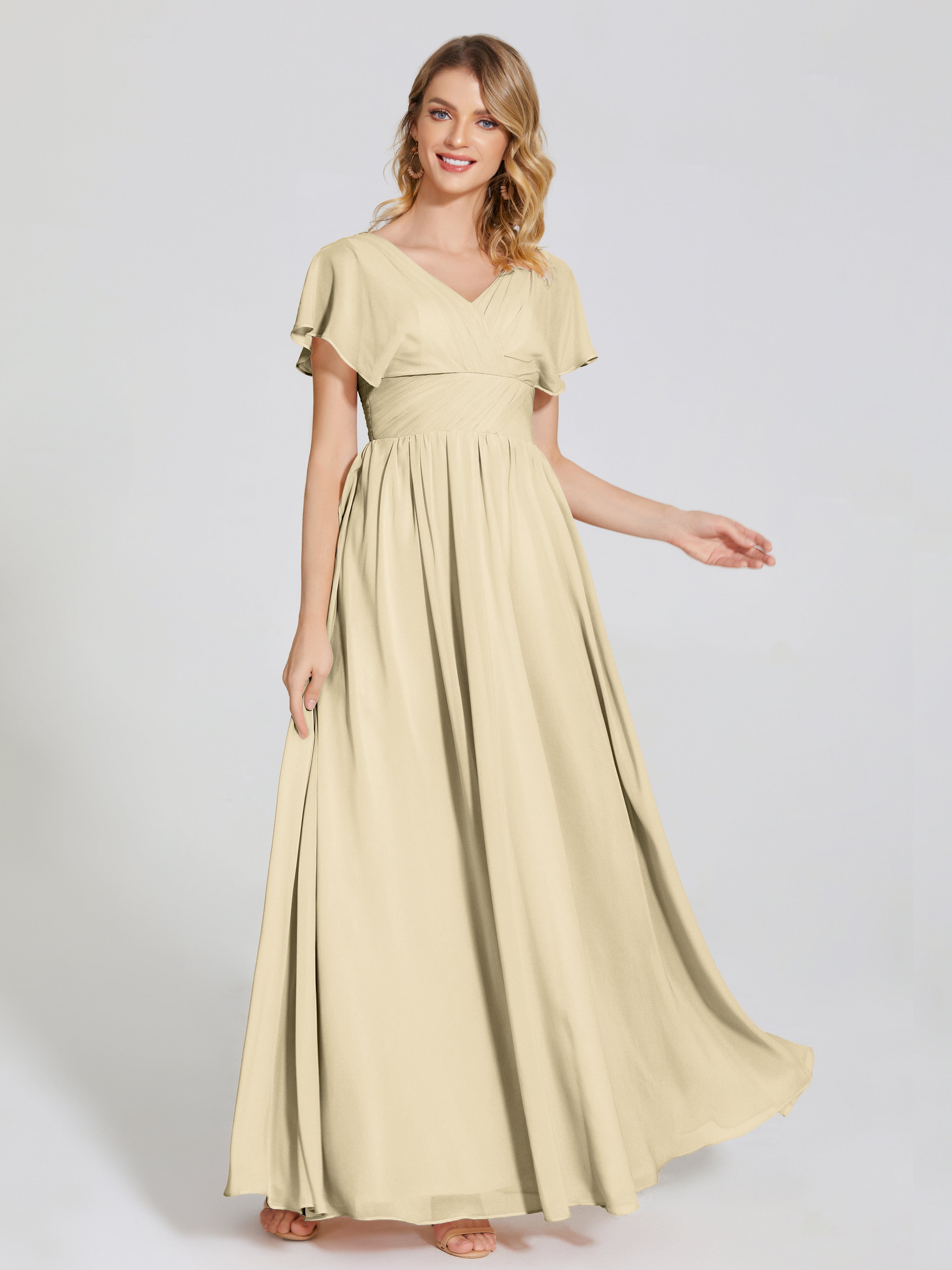 Malia Sleeves Bridesmaid Dress With Empire Waist
