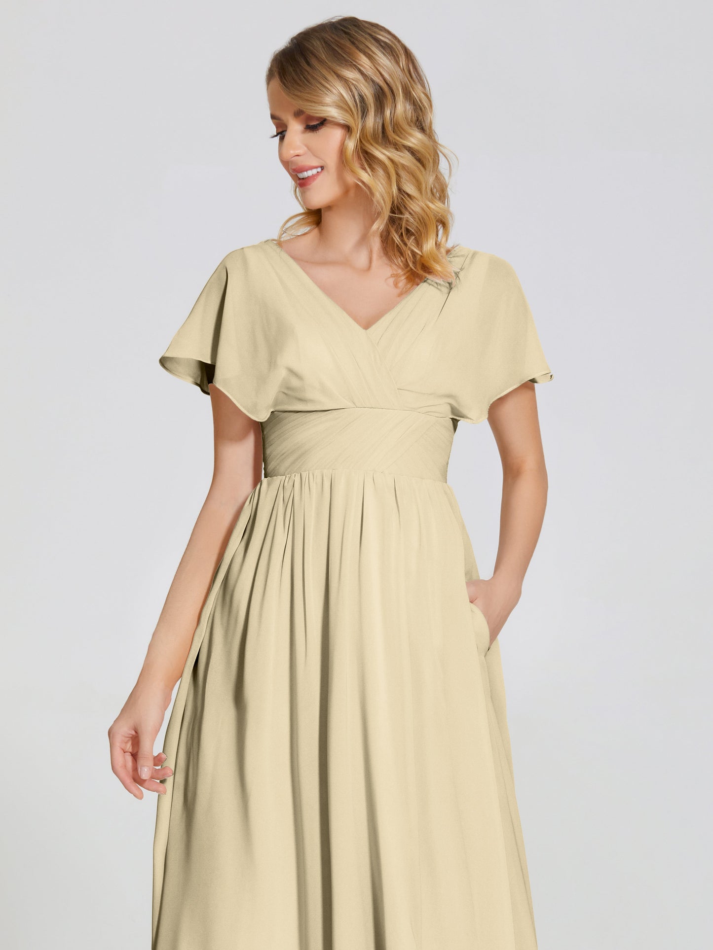Malia Sleeves Bridesmaid Dress With Empire Waist