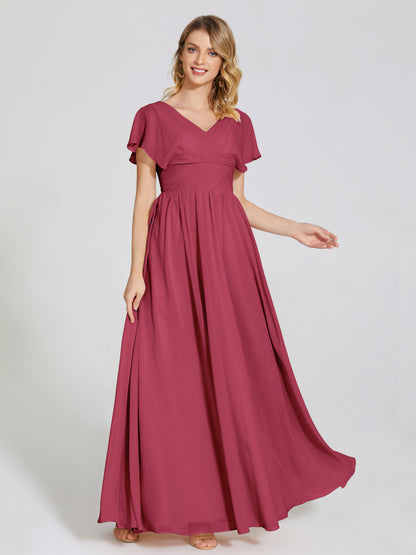 Malia Sleeves Bridesmaid Dress With Empire Waist