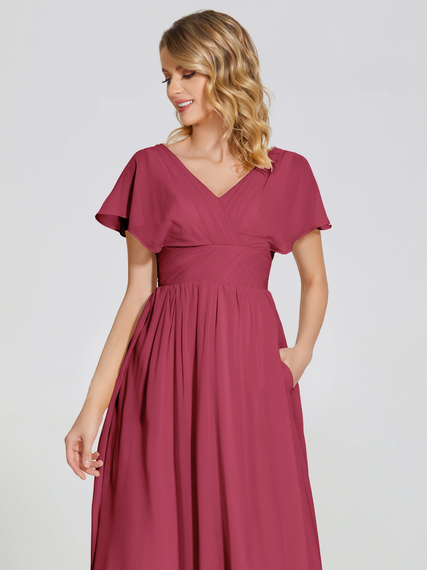 Malia Sleeves Bridesmaid Dress With Empire Waist