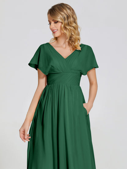 Malia Sleeves Bridesmaid Dress With Empire Waist