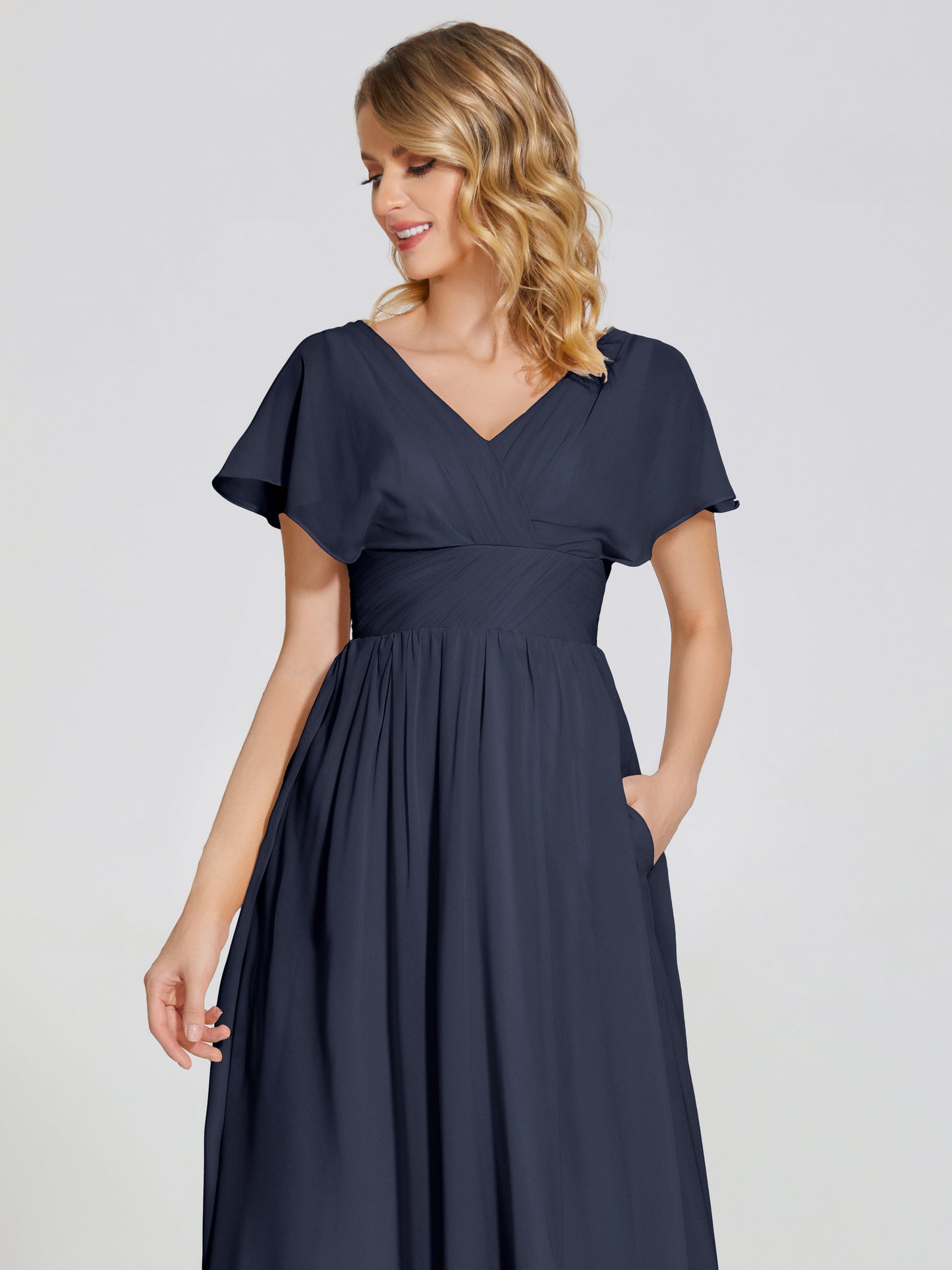 Malia Sleeves Bridesmaid Dress With Empire Waist