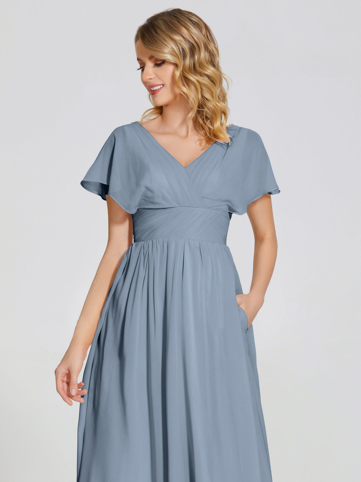 Malia Sleeves Bridesmaid Dress With Empire Waist