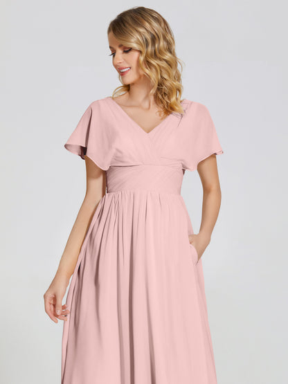 Malia Sleeves Bridesmaid Dress With Empire Waist