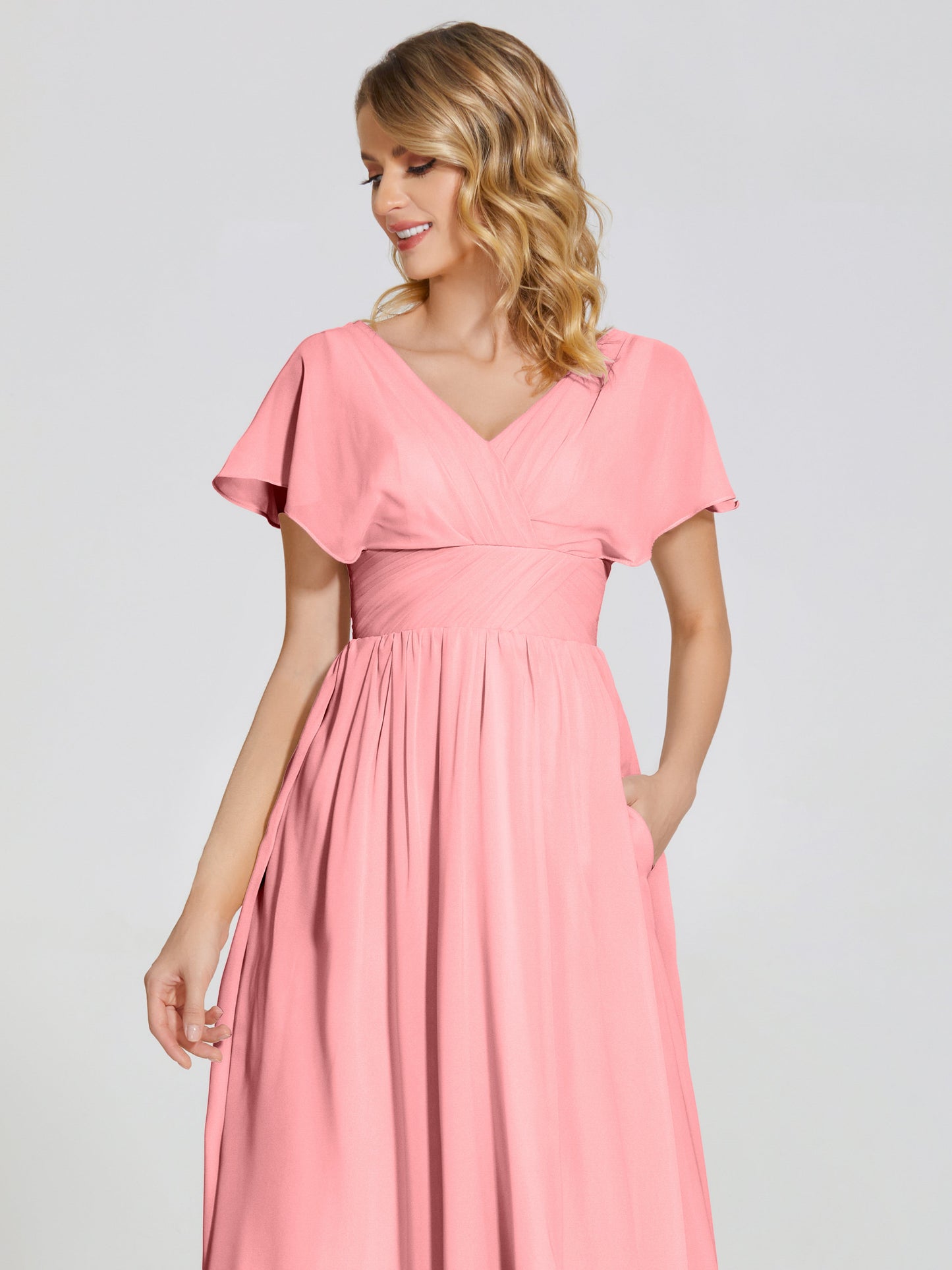 Malia Sleeves Bridesmaid Dress With Empire Waist