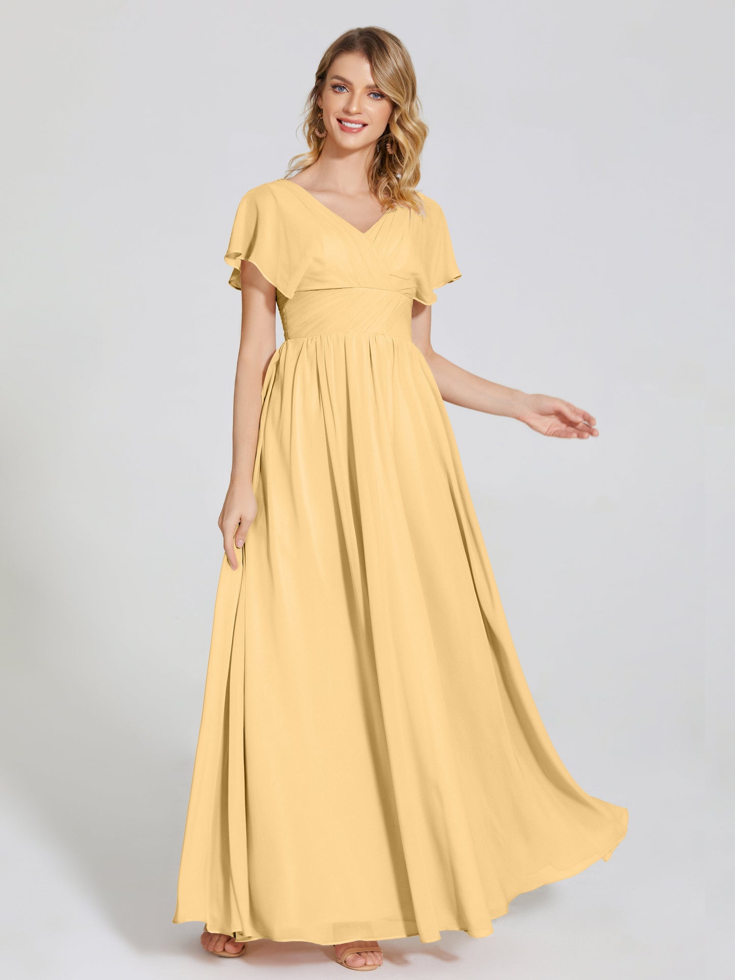 Malia Sleeves Bridesmaid Dress With Empire Waist