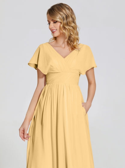 Malia Sleeves Bridesmaid Dress With Empire Waist