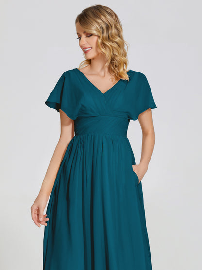 Malia Sleeves Bridesmaid Dress With Empire Waist