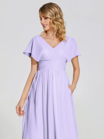 Malia Sleeves Bridesmaid Dress With Empire Waist
