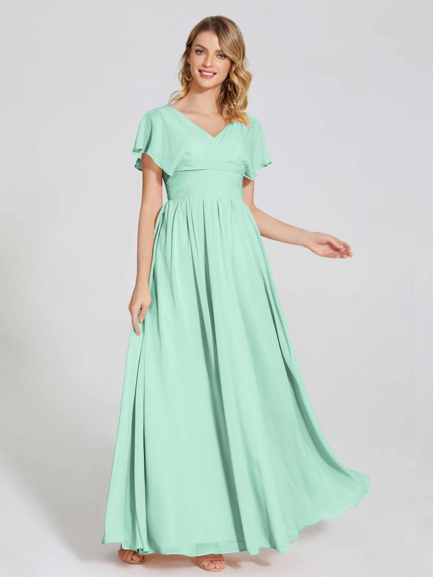 Malia Sleeves Bridesmaid Dress With Empire Waist