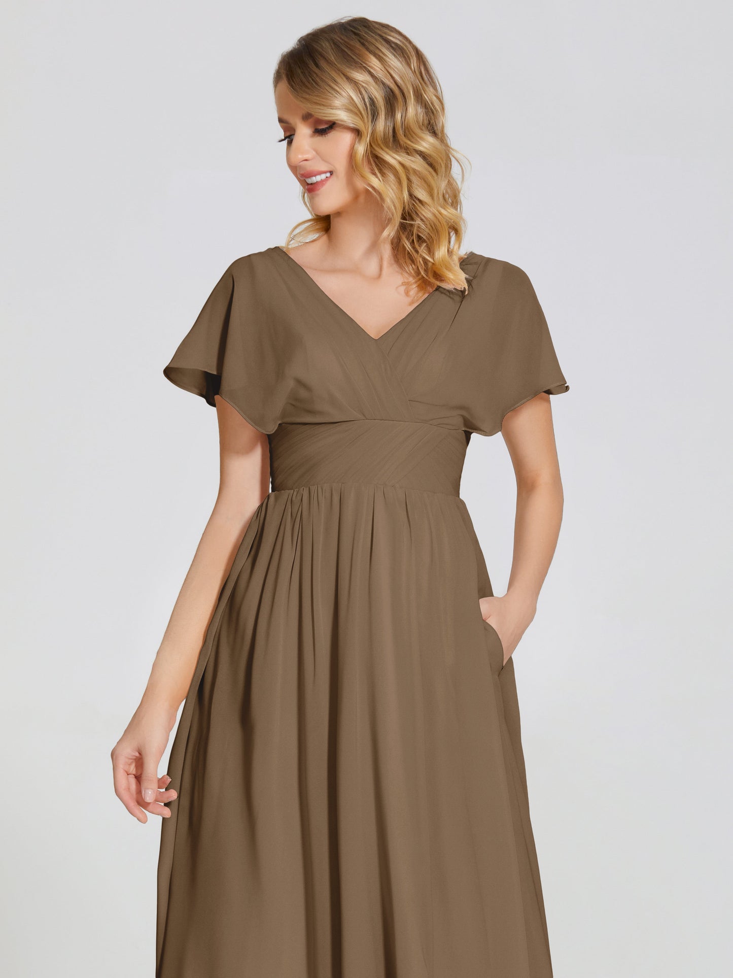 Malia Sleeves Bridesmaid Dress With Empire Waist